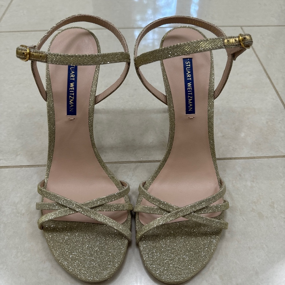Stuart Weitzman Gold Starla Strappy Sandals